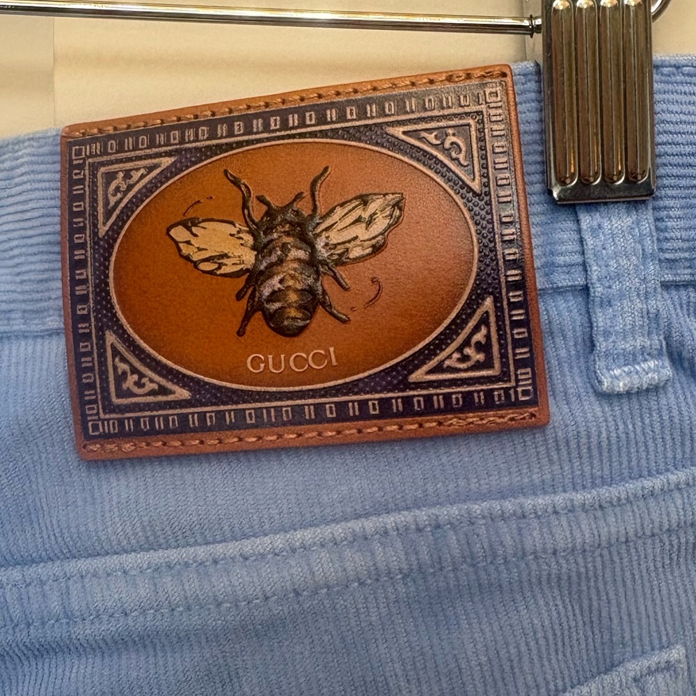 Gucci Light Blue Corduroy Trousers